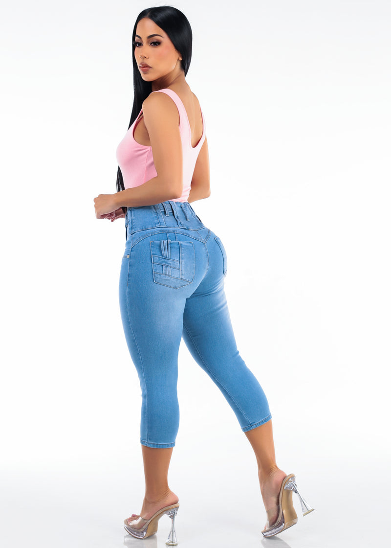 Pink Levantacola Denim Capris Look