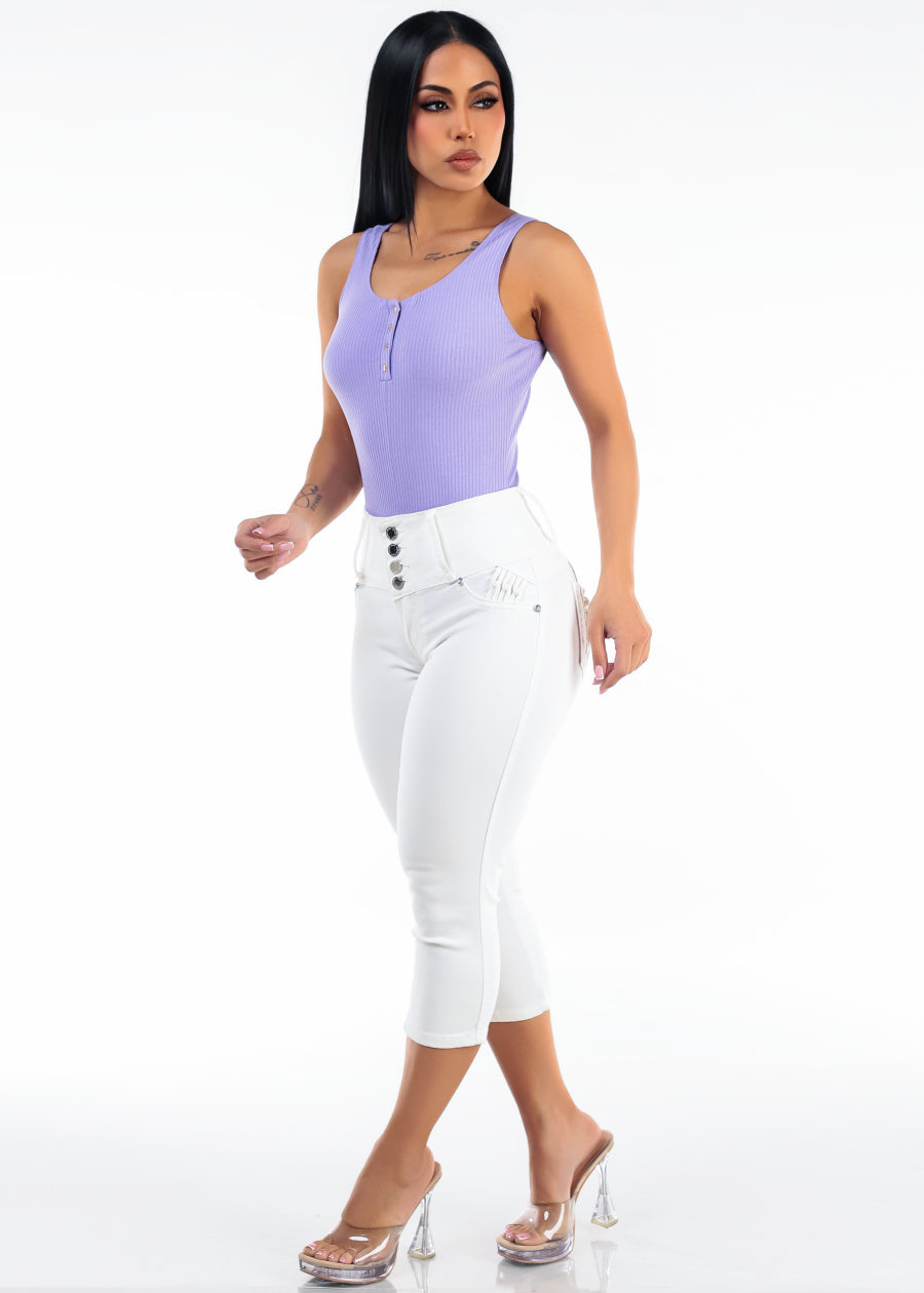 Lilac Butt Lift Denim Capris Combo