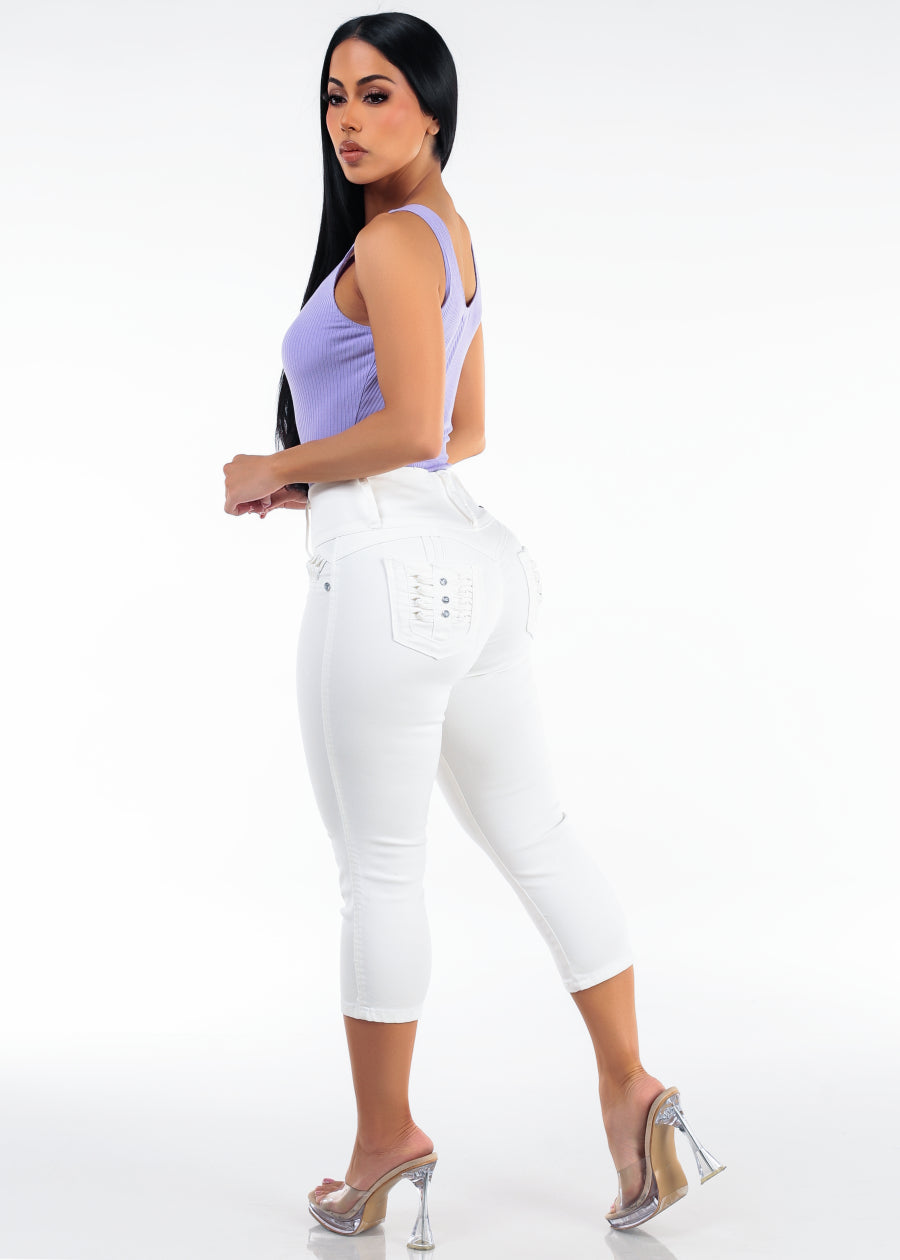 Lilac Butt Lift Denim Capris Combo