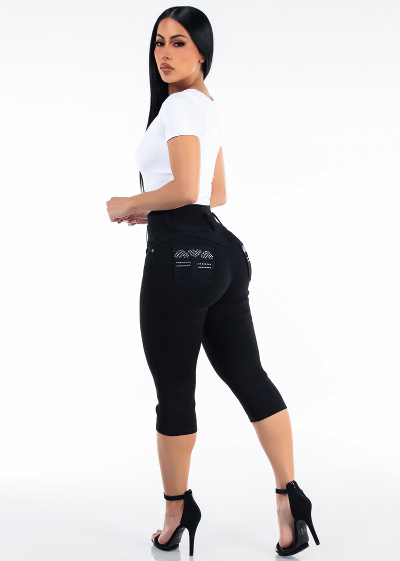 White Levantacola Denim Capris Set