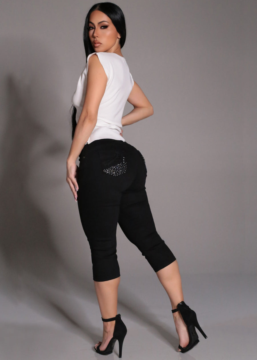White Butt Lift Capris Set