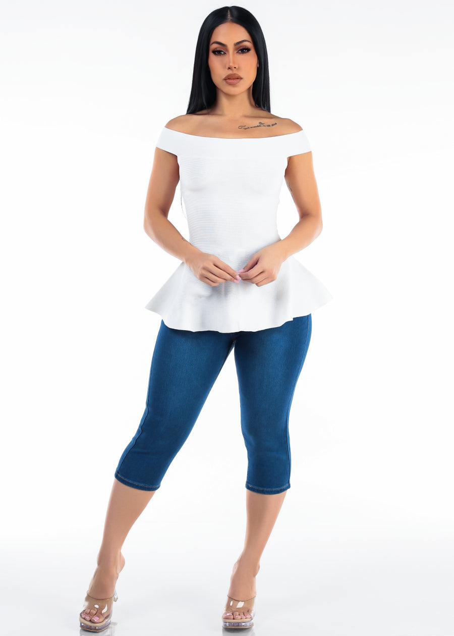 White Butt Lift Capris Combo