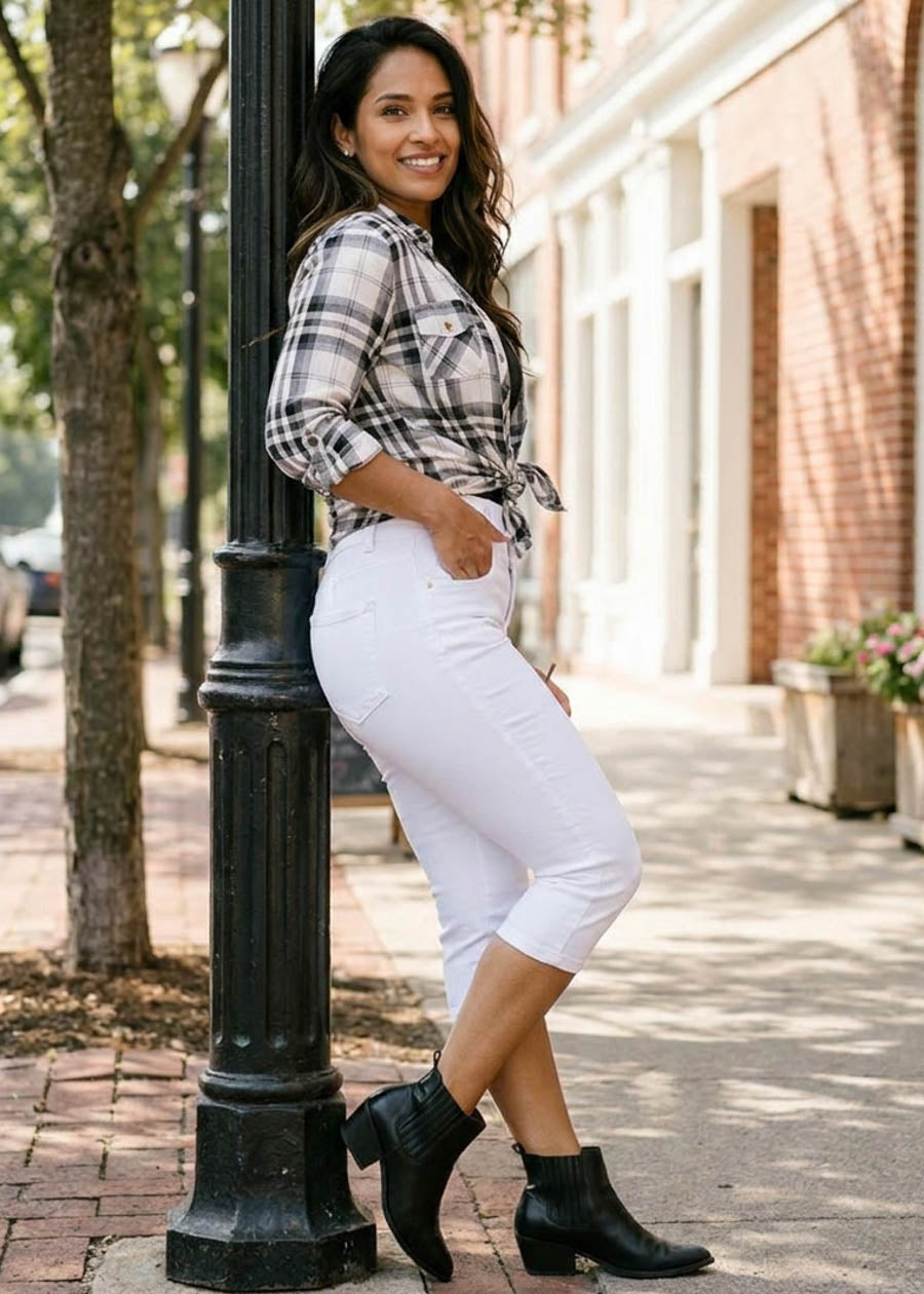 Plaid Black Levantacola Capris Trio