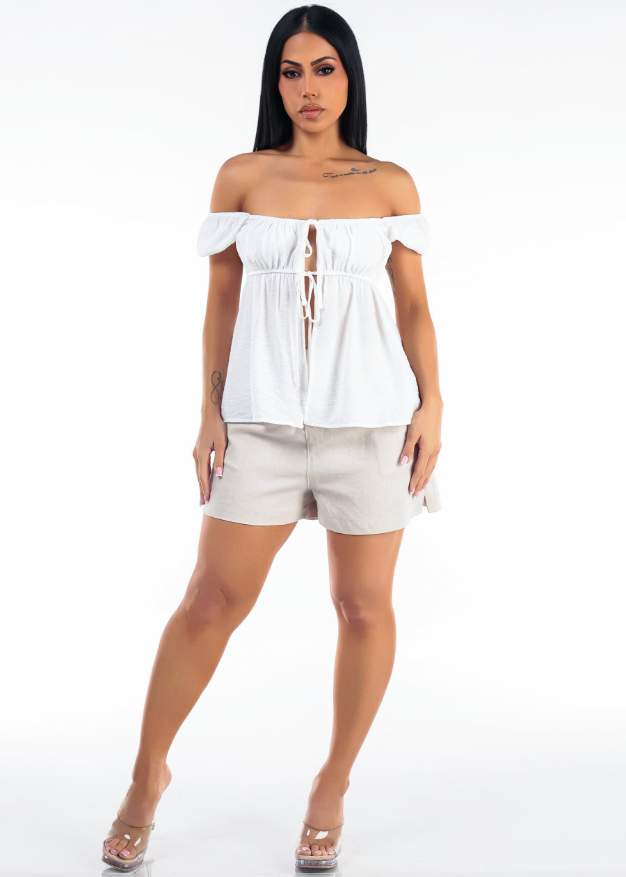 White Linen Shorts Combo