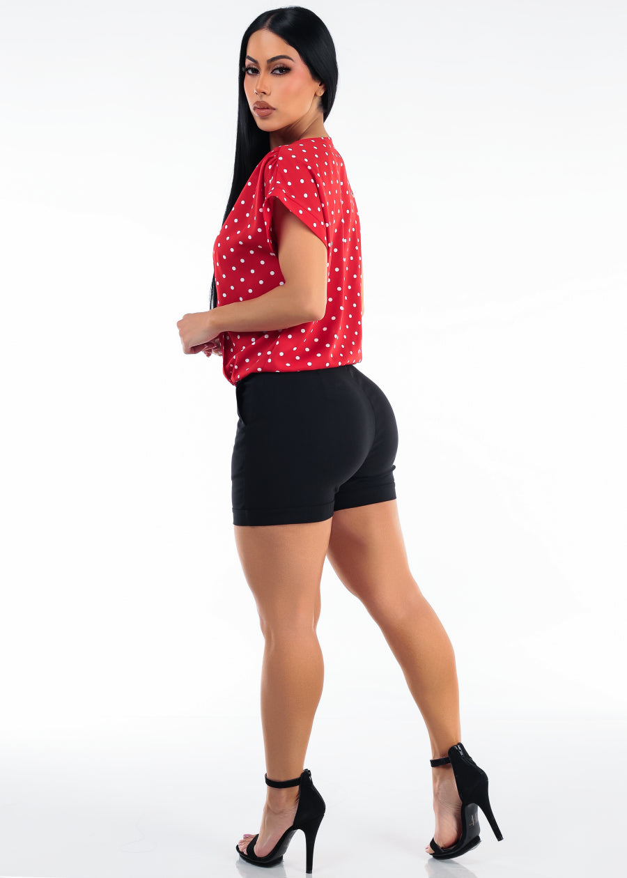 Red Polka Dot Levantacola Shorts Set