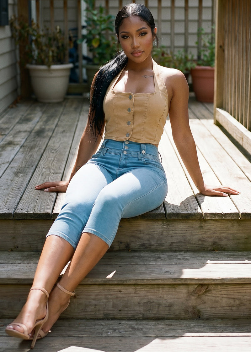 Halter Levantacola Denim Combo
