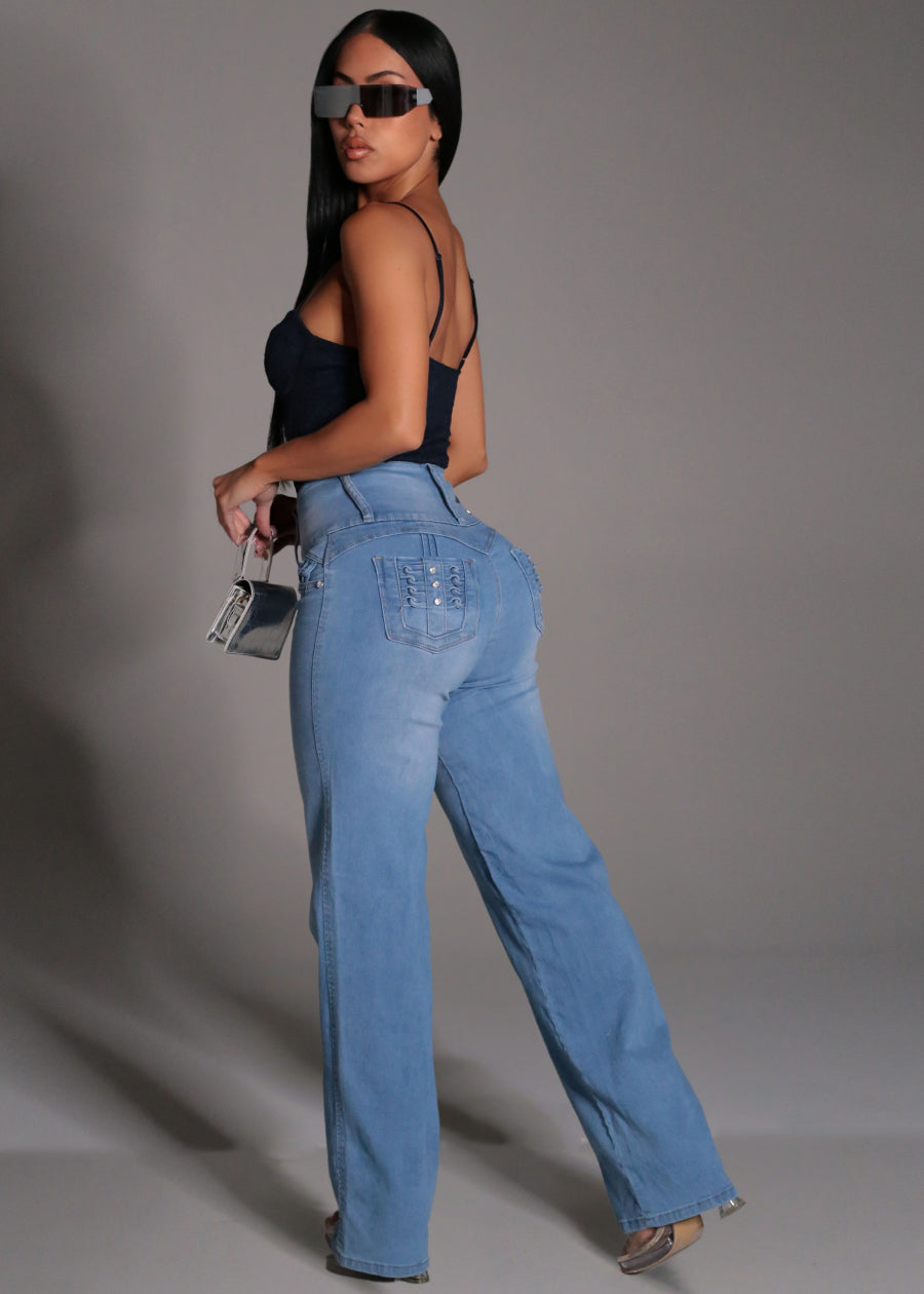 Floral Levantacola Wide Denim Combo