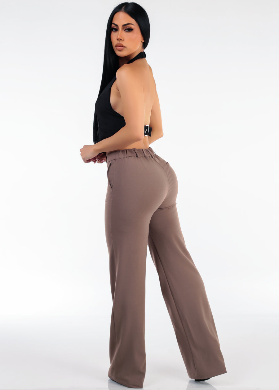 Halter Vest Wide Dress Pants Outfit