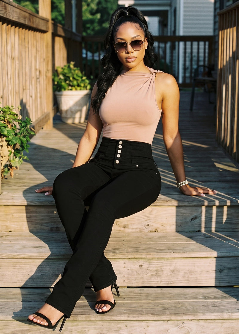 Beige Levantacola Bootcut Jeans Look
