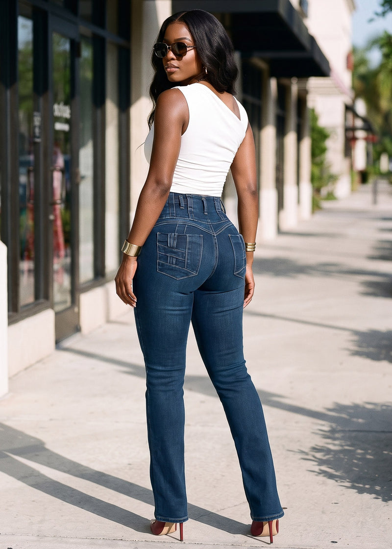 MX JEANS Butt Lift High Waist Stretch Bootcut Jeans Dark Wash