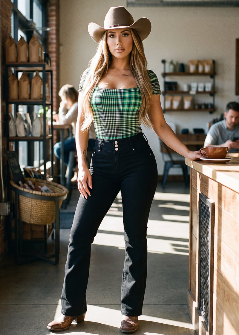 Butt Lifting High Waisted Stretch Bootcut Jeans Black