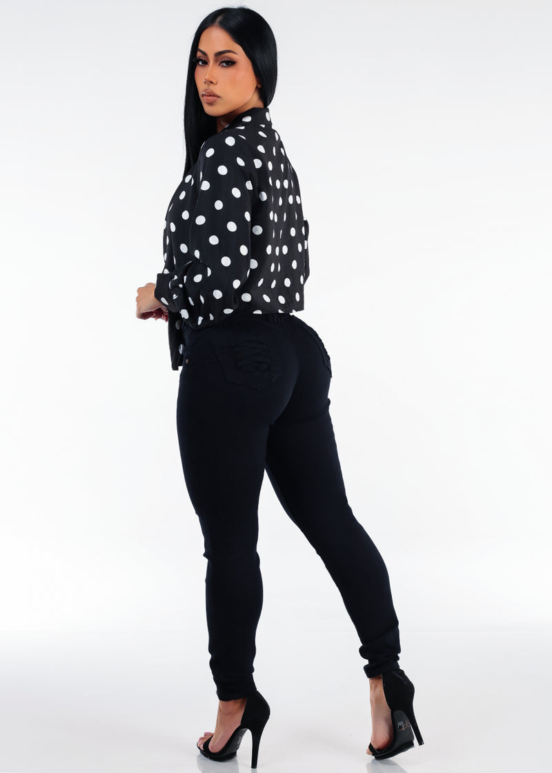 Polka Dot White Levantacola Denim Trio