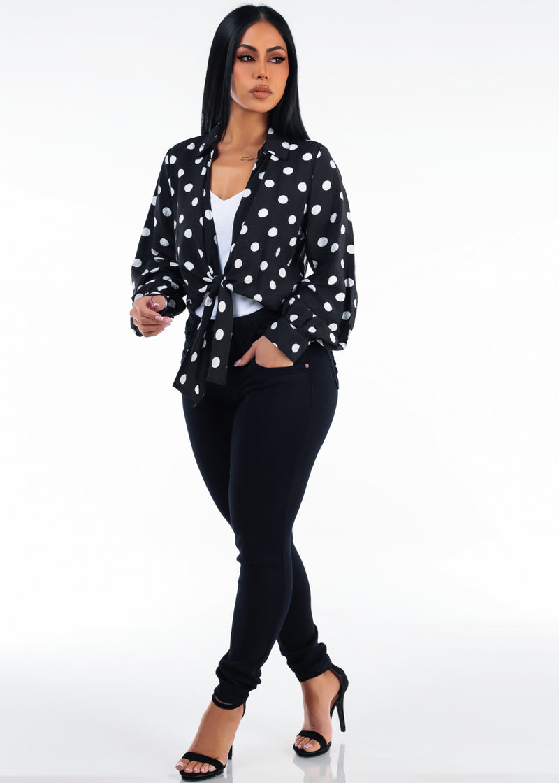 Polka Dot White Levantacola Denim Trio