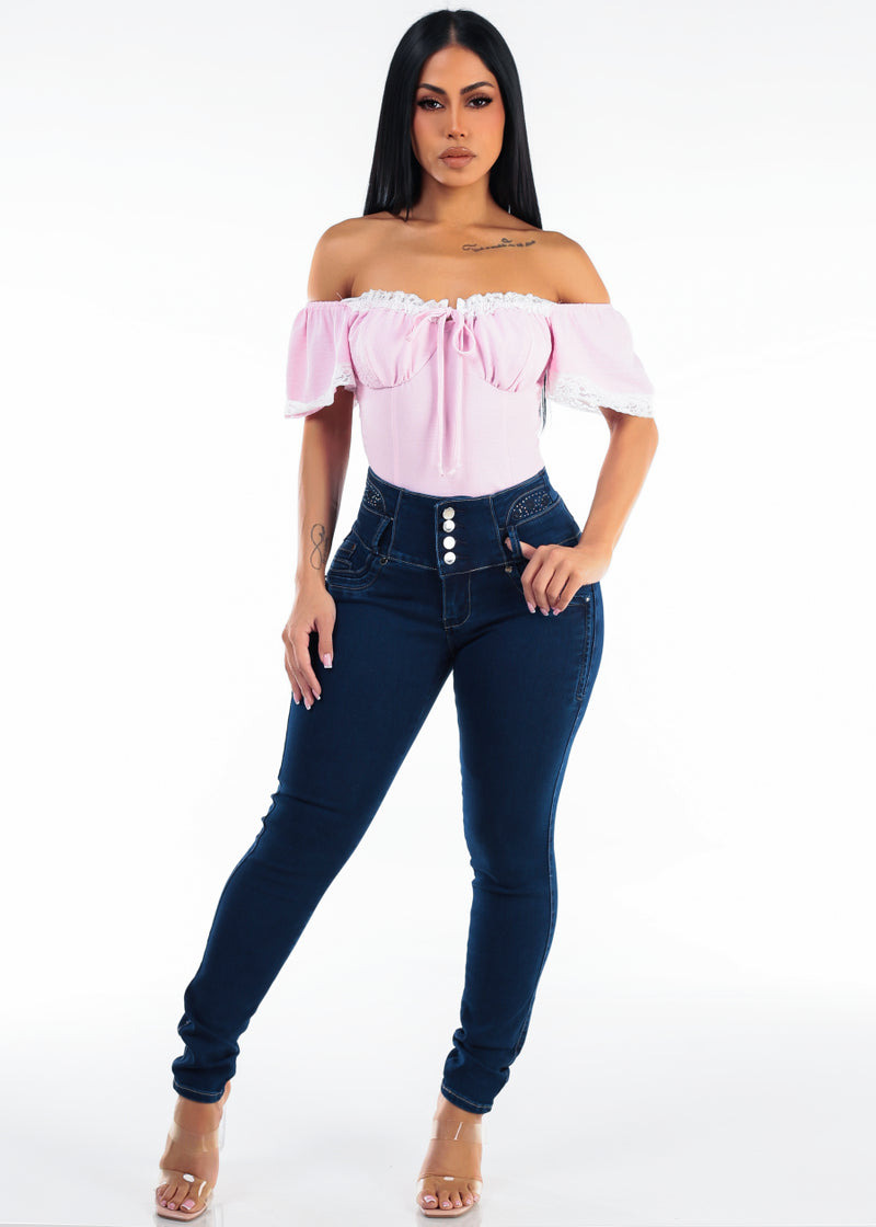 Pink Butt Lift Denim Outfit
