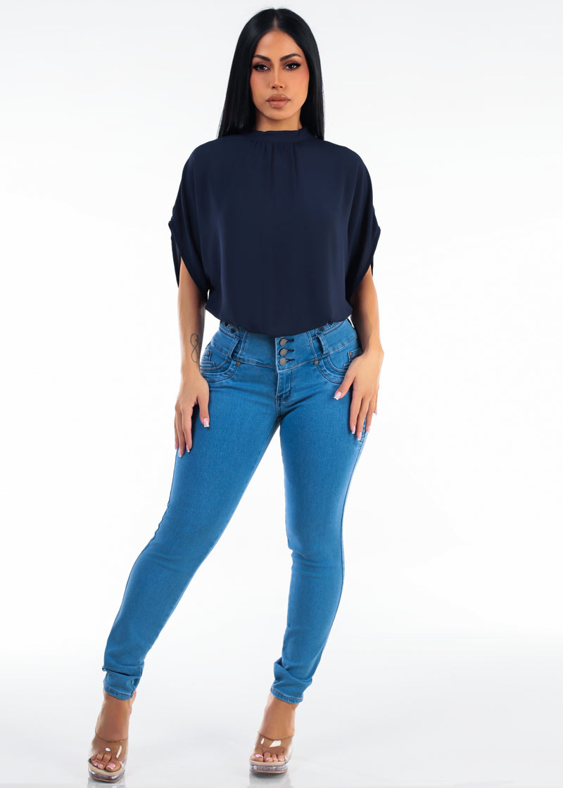 Navy Butt Lift Denim Set