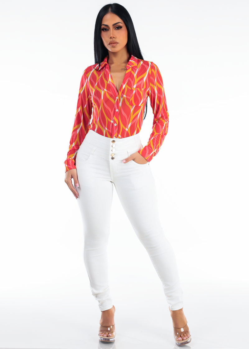 Print Butt Lift Denim Combo