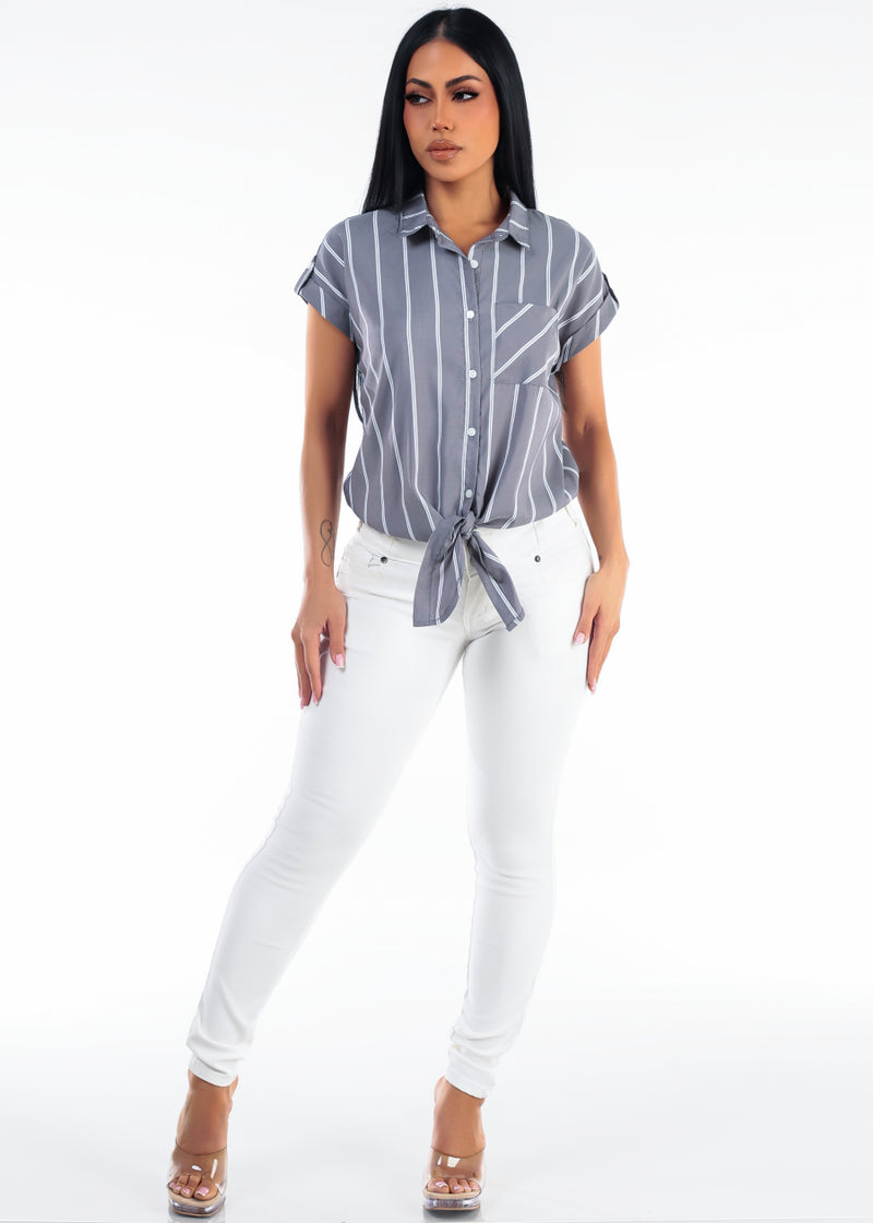 Stripe Butt Lift Denim Look