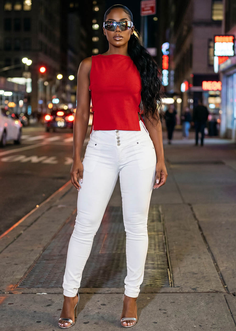 Red Levantacola Skinnies Outfit