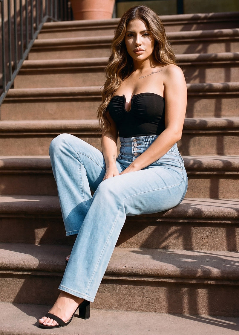Strapless Levantacola Denim Set