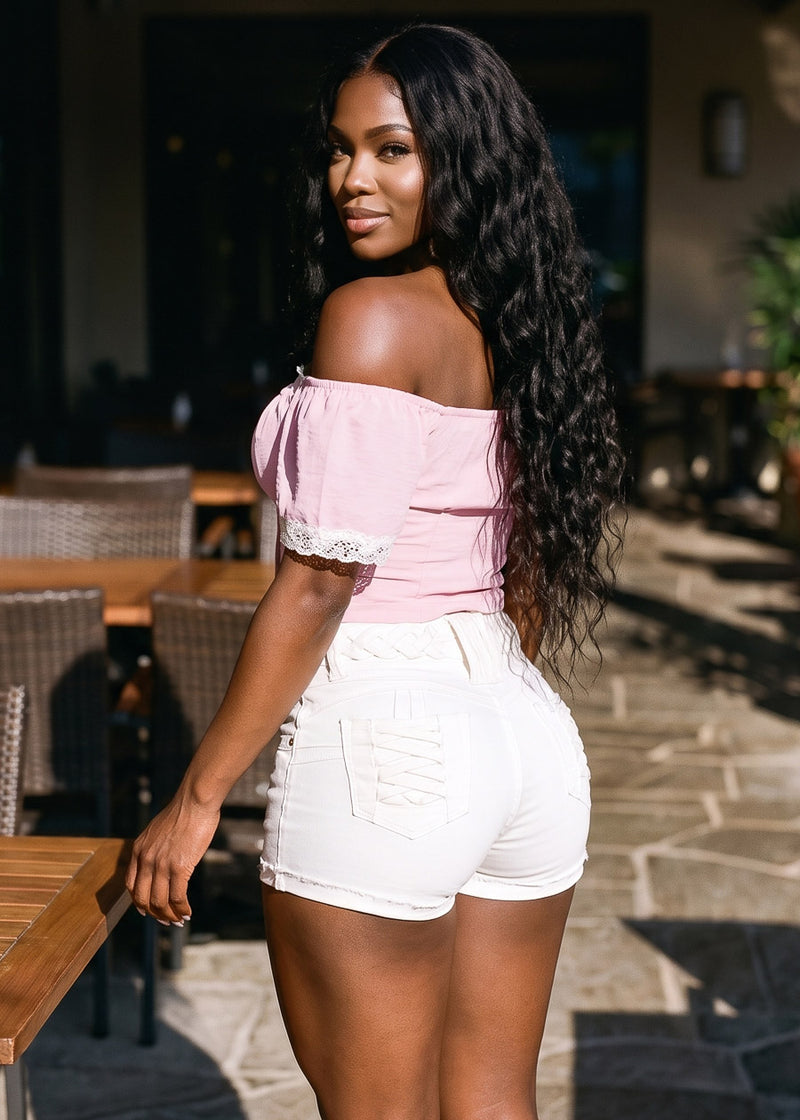 Pink Butt Lift Shorts Outfit