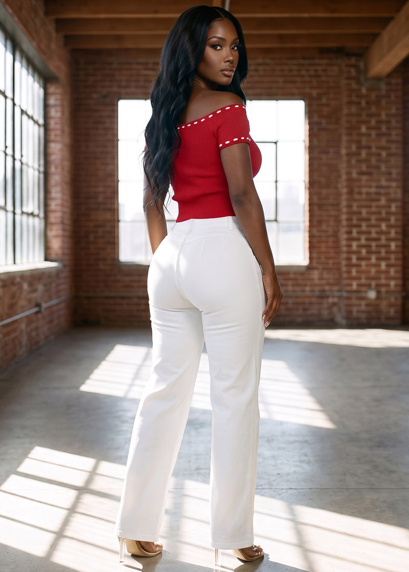 Red Levantacola Wide Denim Set
