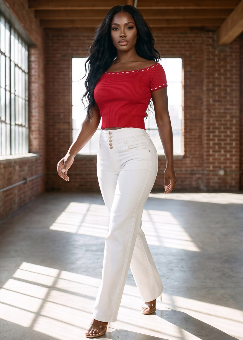 Red Levantacola Wide Denim Set