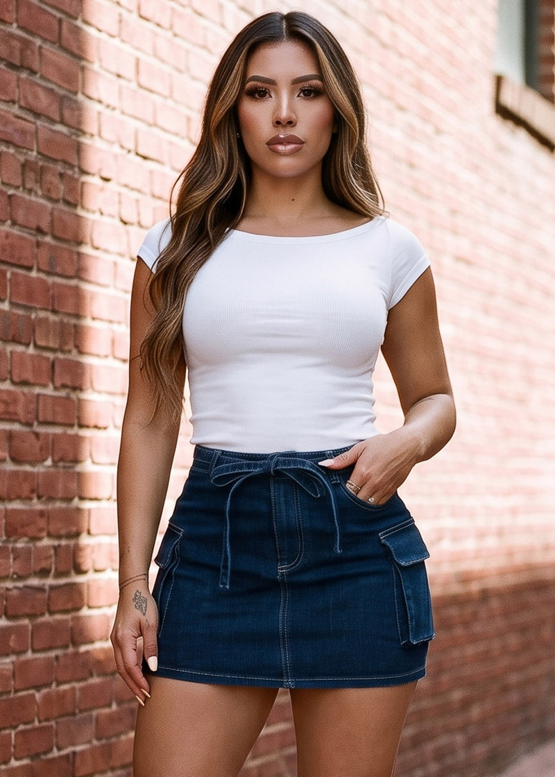 Cap Sleeve Boat Neckline Stretch Ribbed Top Off White