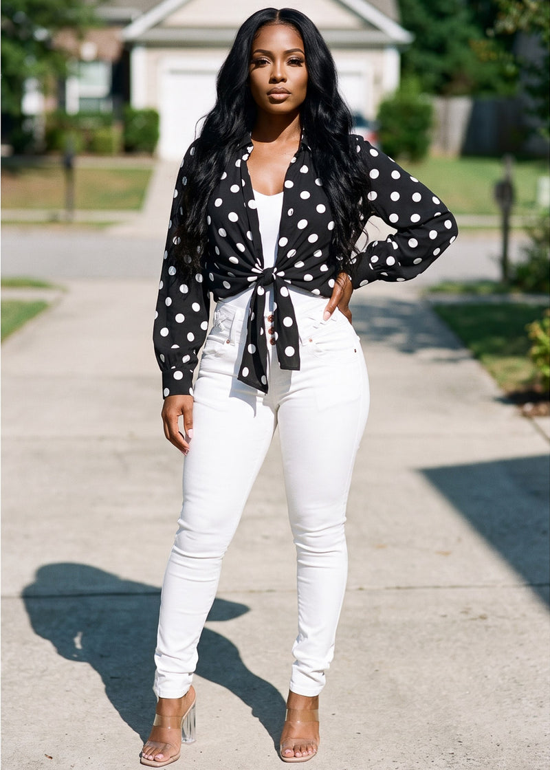 MX JEANS Butt Lift High Waist Stretch Skinny Jeans White w Lace Up Design