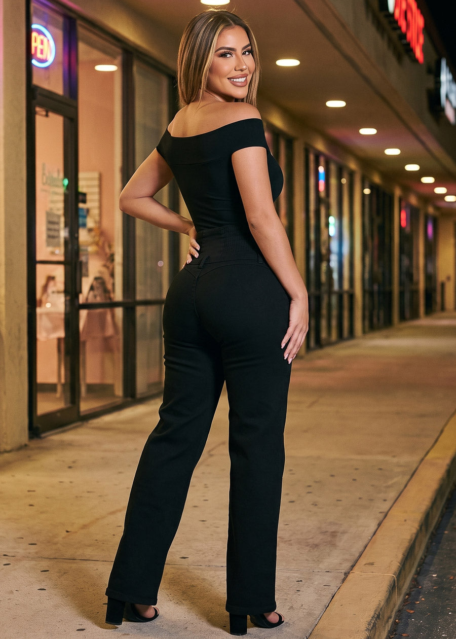 Black Levantacola Wide Denim Set
