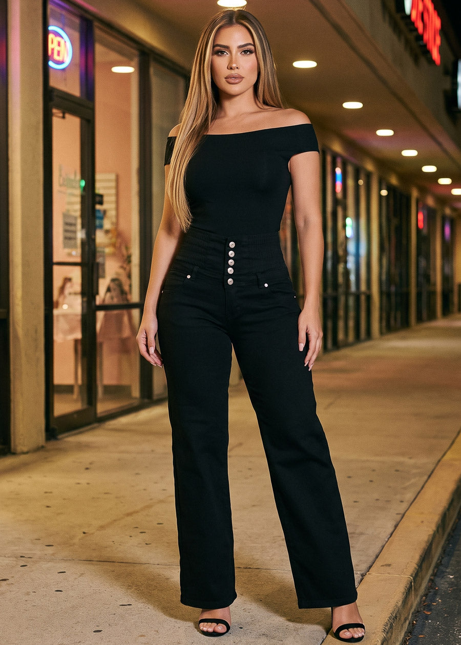 Black Levantacola Wide Denim Set