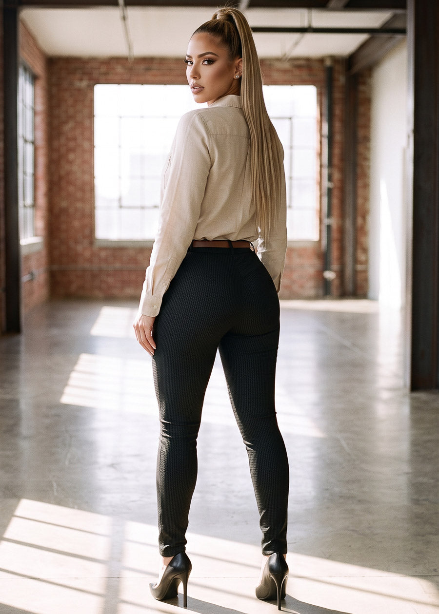 Beige Butt Lift Pants Combo
