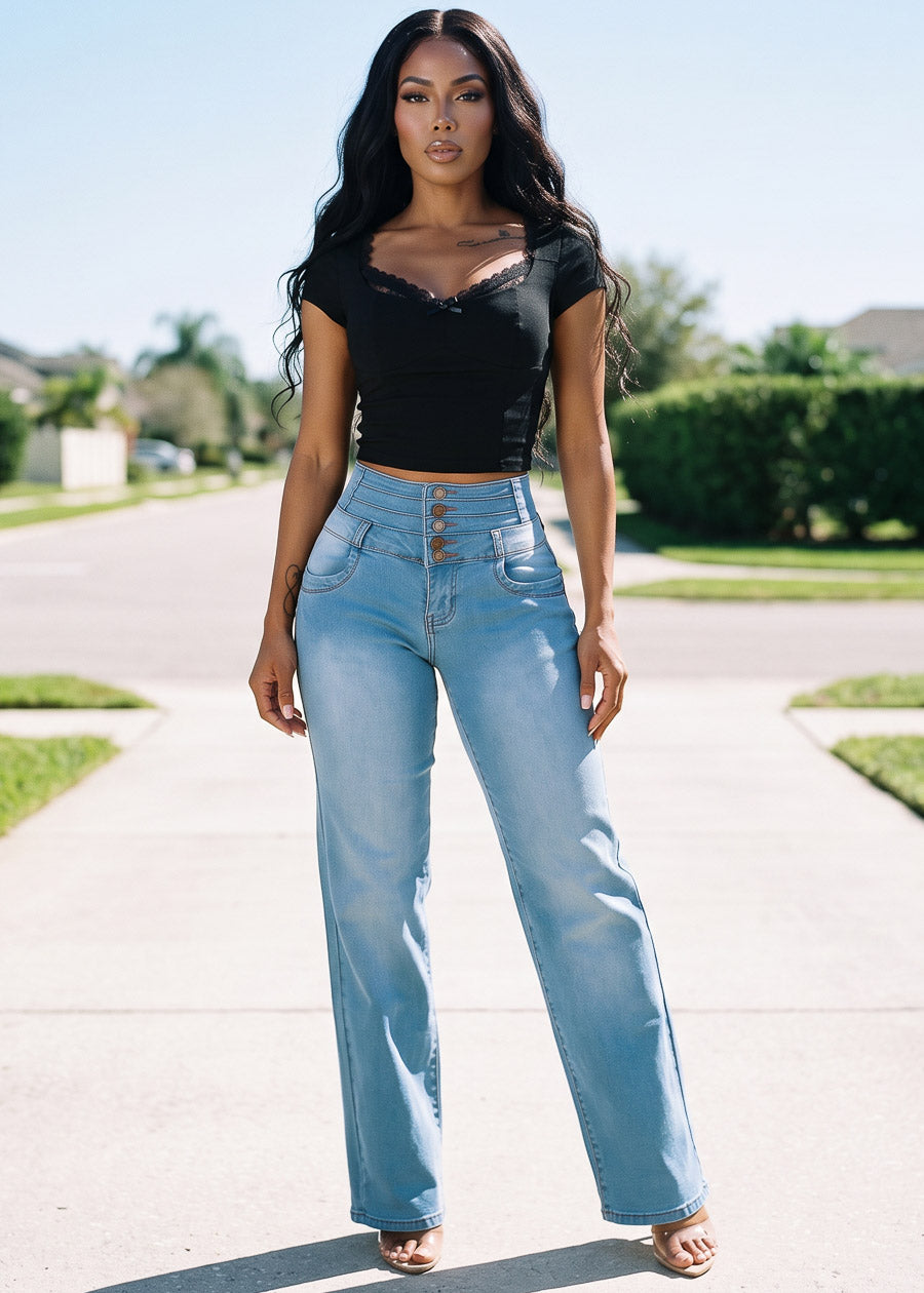Black Levantacola Wide Denim Look
