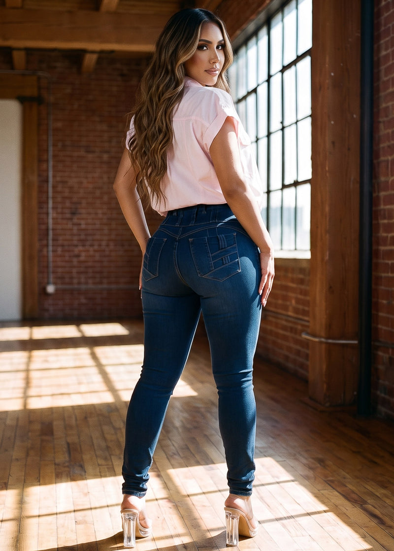 MX JEANS Butt Lift High Waist Stretch Skinny Jeans Dark Wash