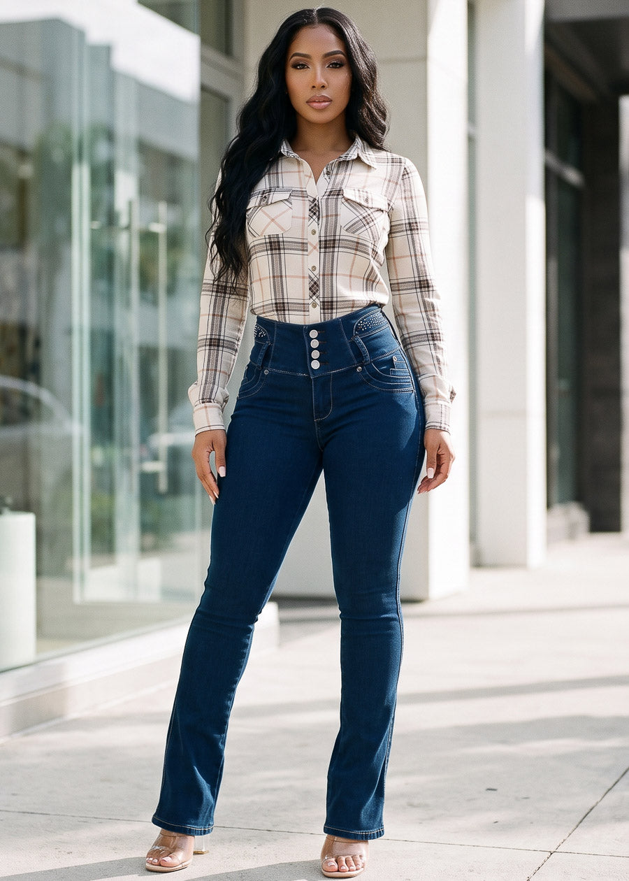Plaid Levantacola Bootcut Denim Set