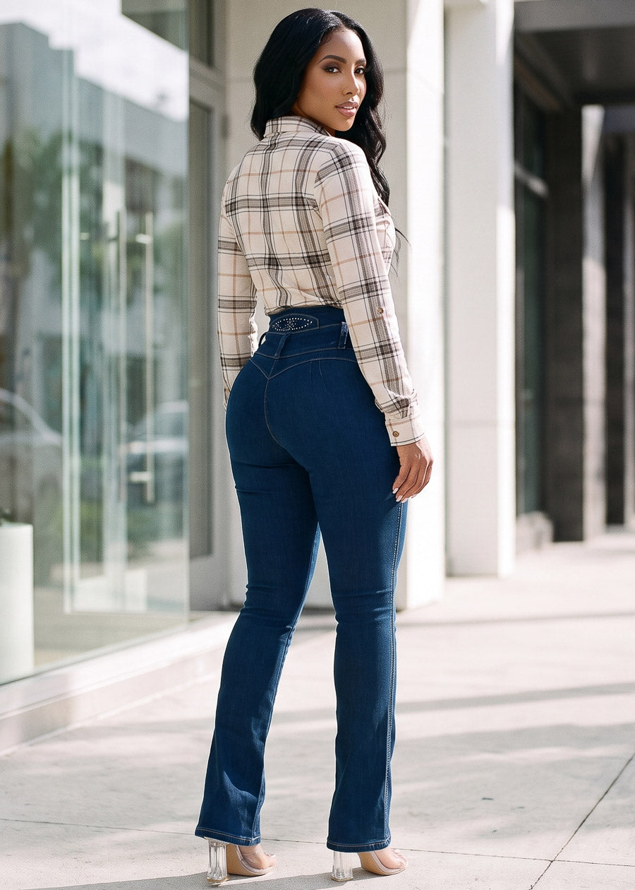 Plaid Levantacola Bootcut Denim Set