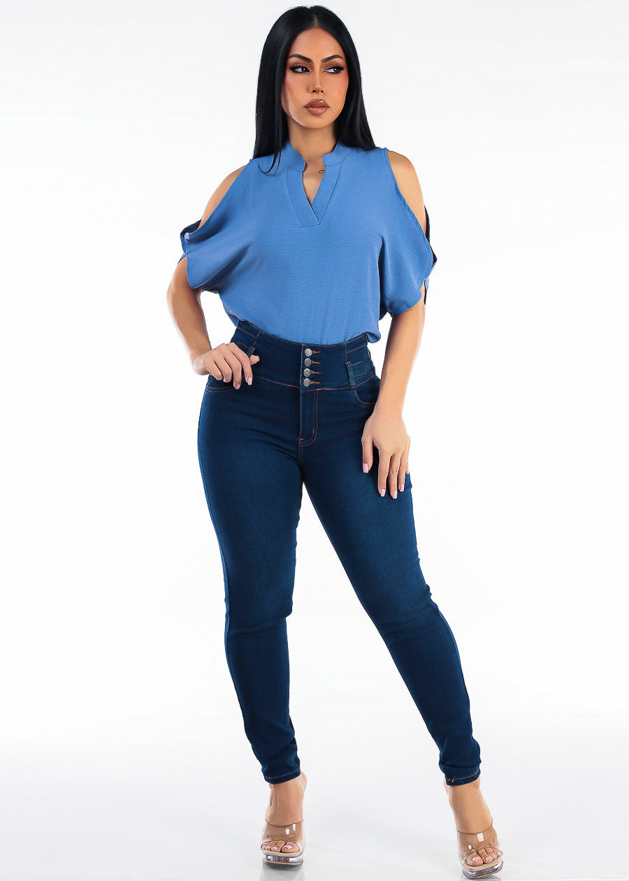Blue Butt Lift Skinnies Outfit