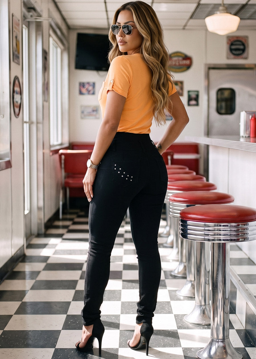 Orange Butt Lift Skinnies Set