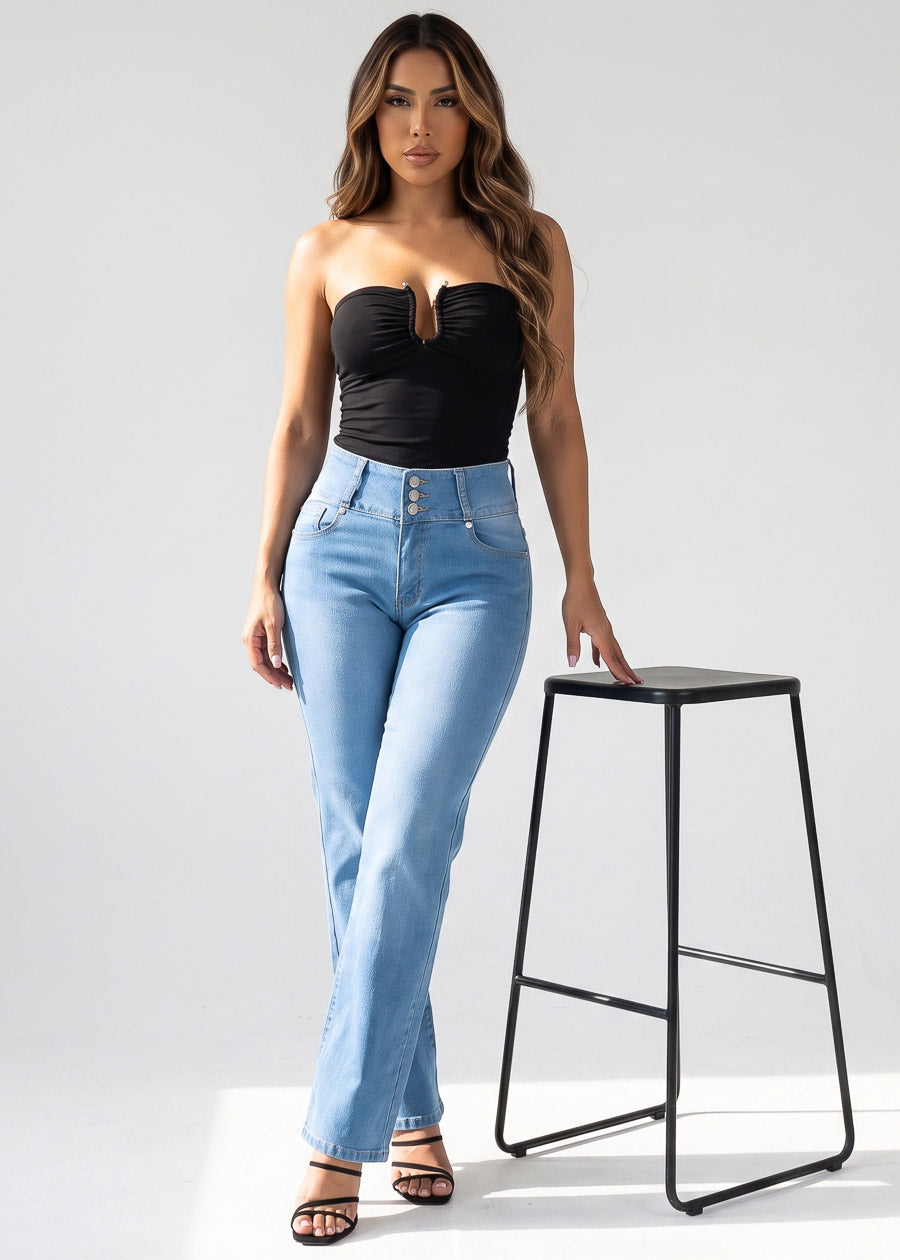 Strapless Levantacola Wide Denim Combo