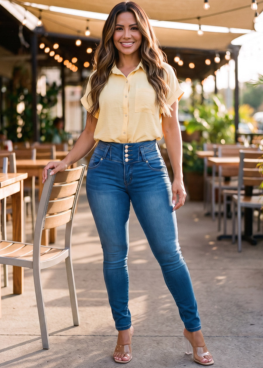 Yellow Butt Lift Skinnies Set