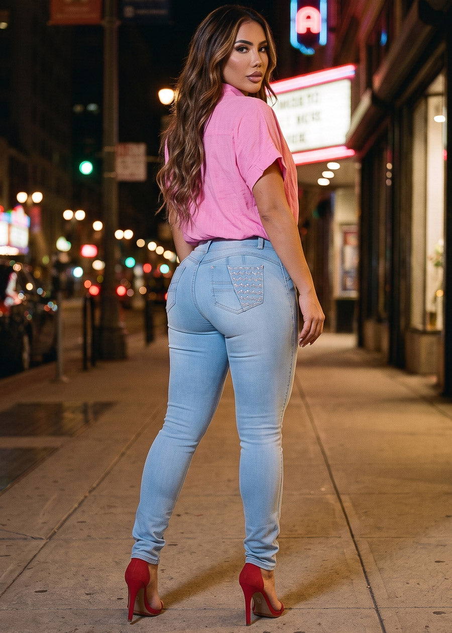 Pink Butt Lift Skinnies Look