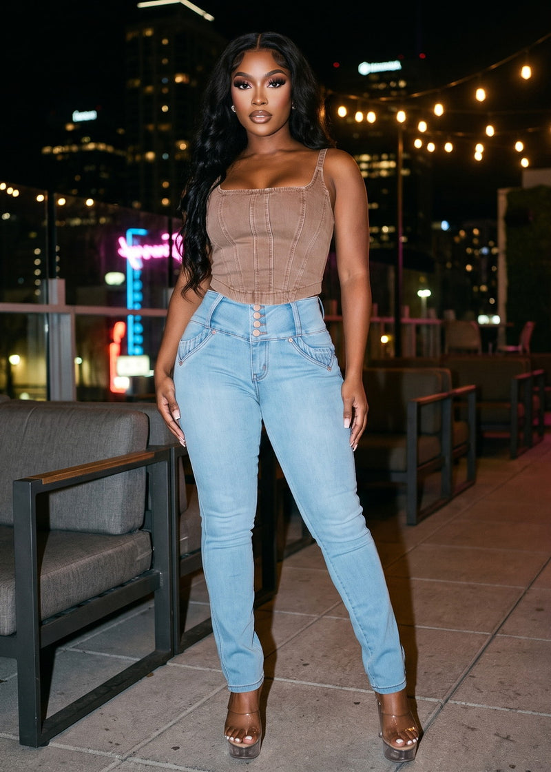 Brown Levantacola Bootcut Denim Set