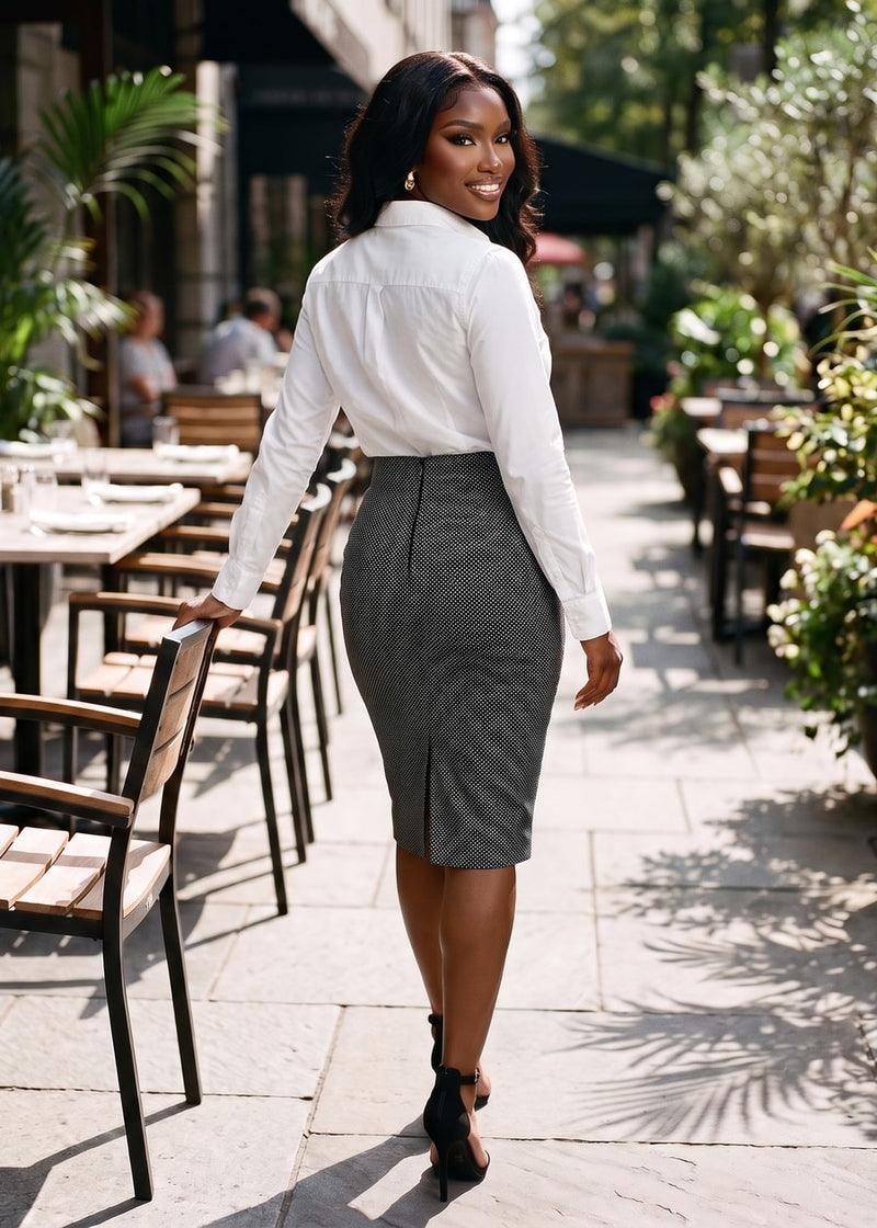 White Print Pencil Skirt Combo