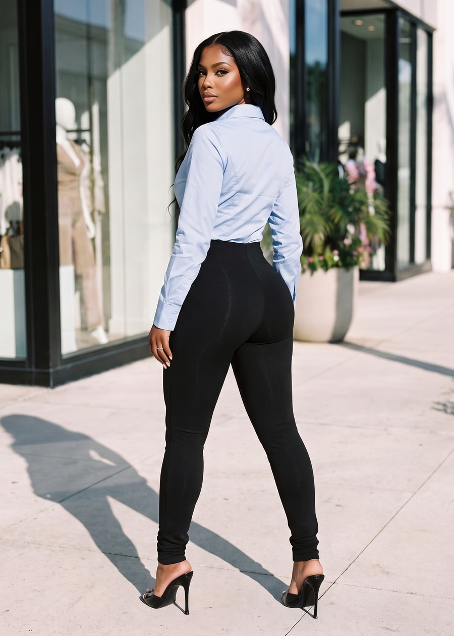 Blue Spandex Skinny Pants Set, view 2 of 3