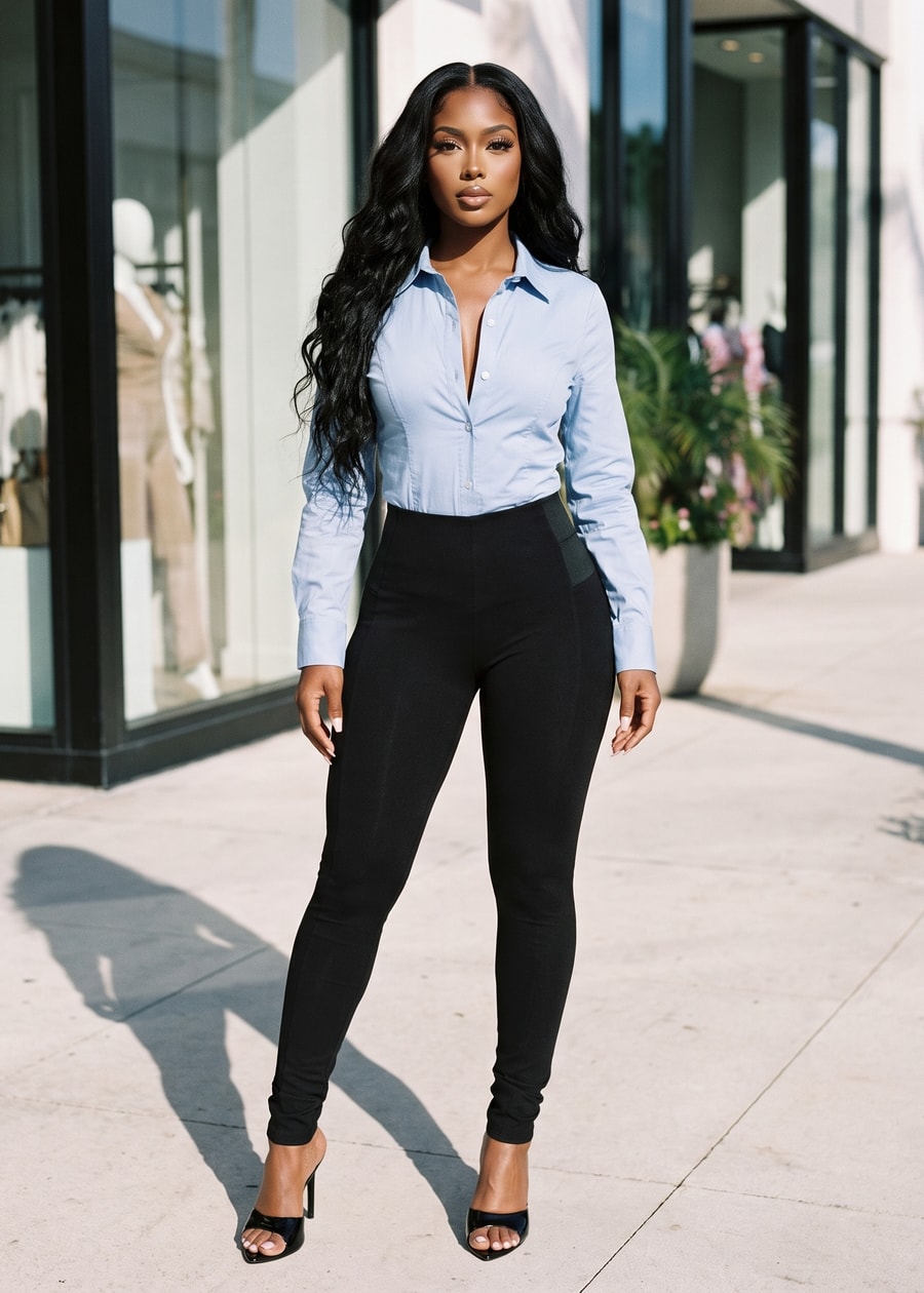 Blue Spandex Skinny Pants Set, view 1 of 3