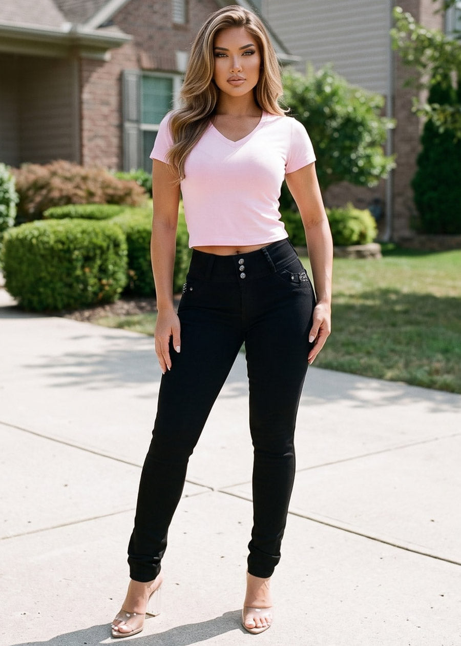 Pink Butt Lift Skinnies Outfit