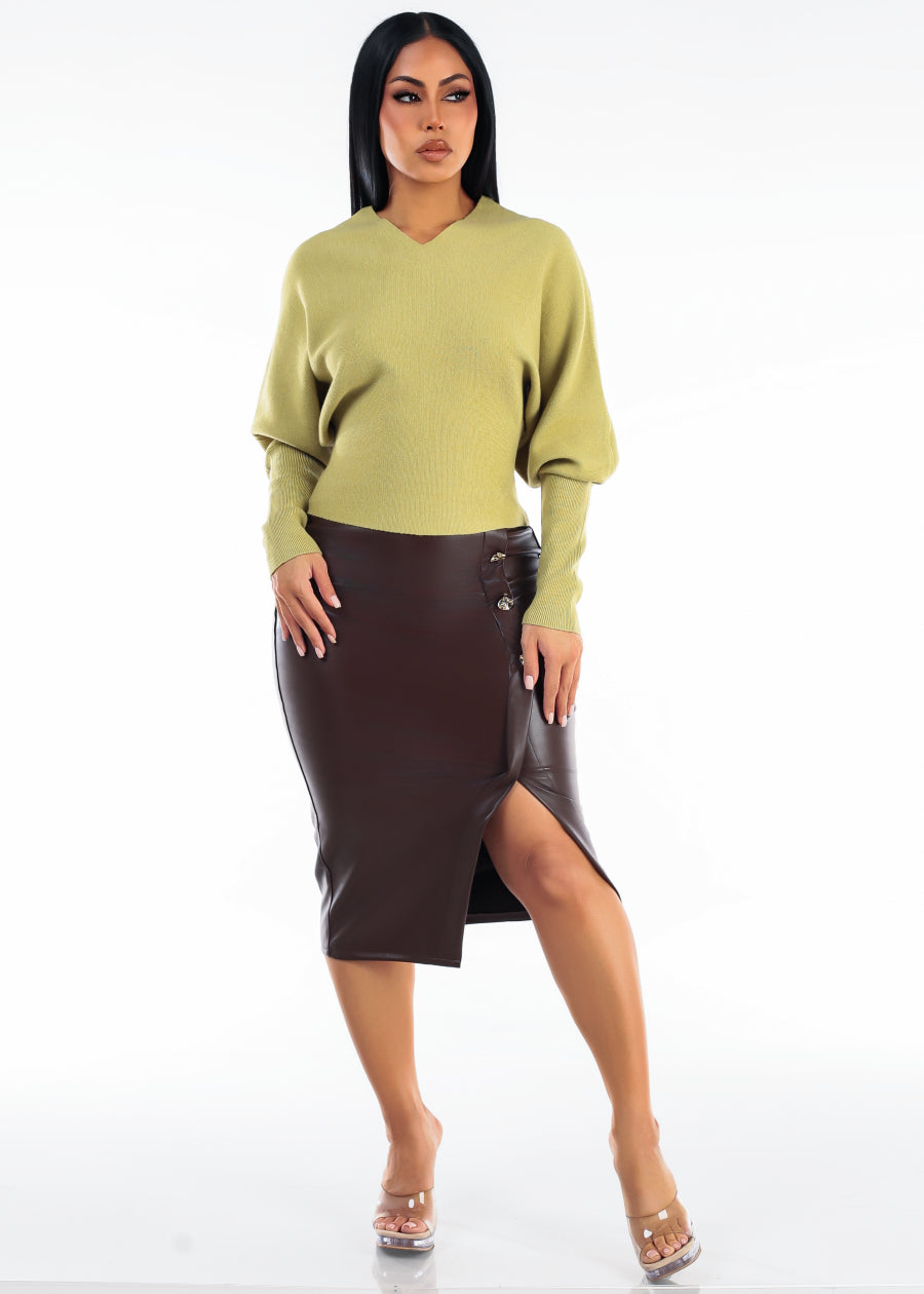 Moss Vegan Leather Skirt Combo, view 1 of 2