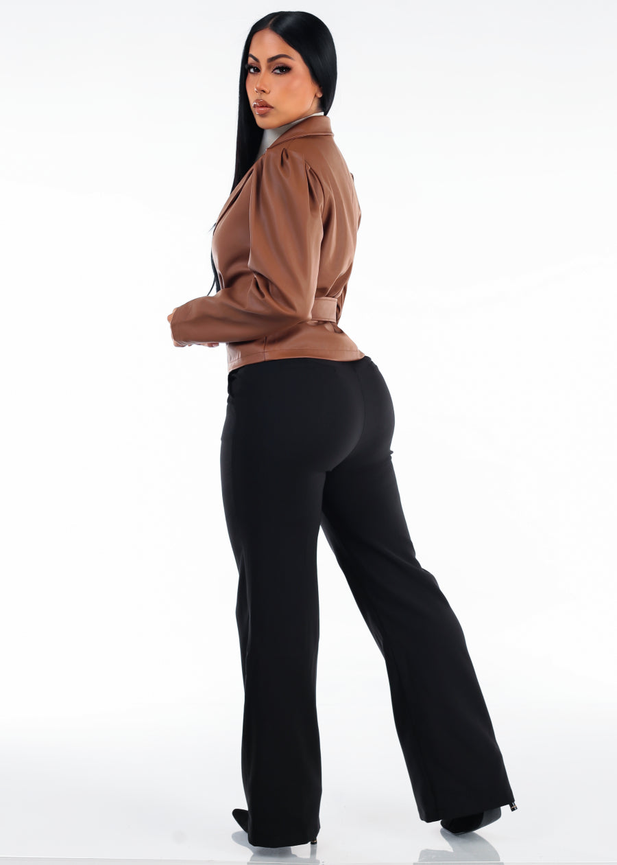Pleather Ivory Levantacola Pants Trio, view 2 of 2