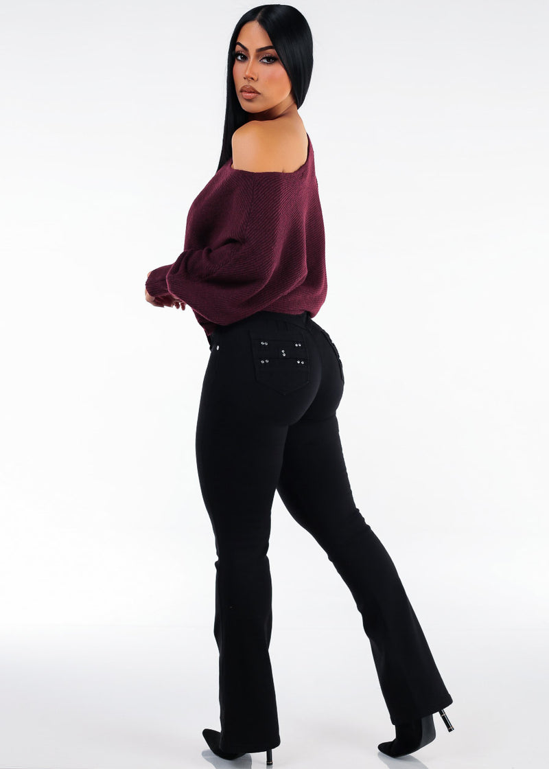 Wine Levantacola Bootcut Denim Look