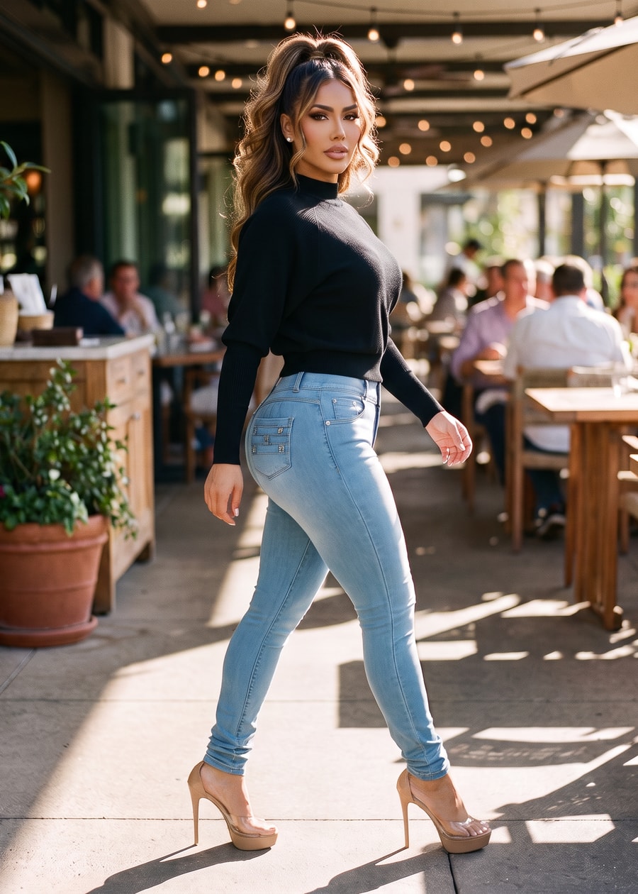 High Waist Levantacola Light Wash Skinny Jeans, view 6 of 13