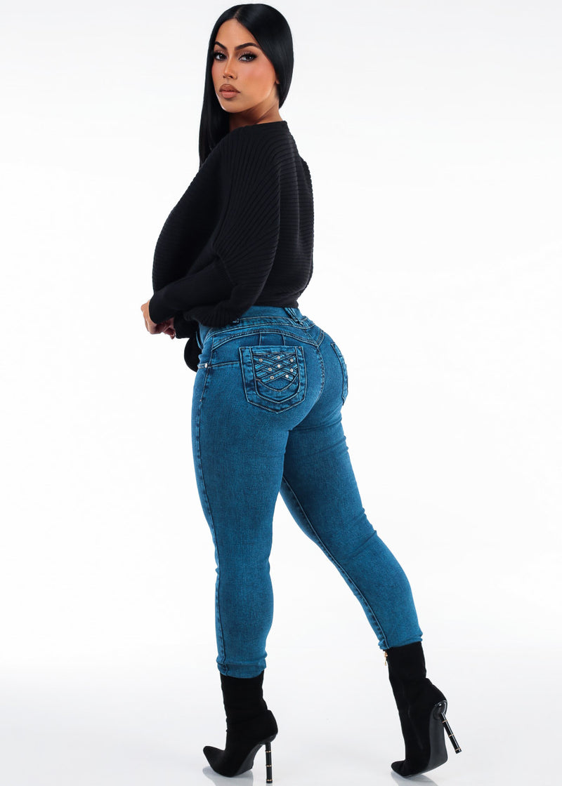 Black Butt Lift Denim Outfit